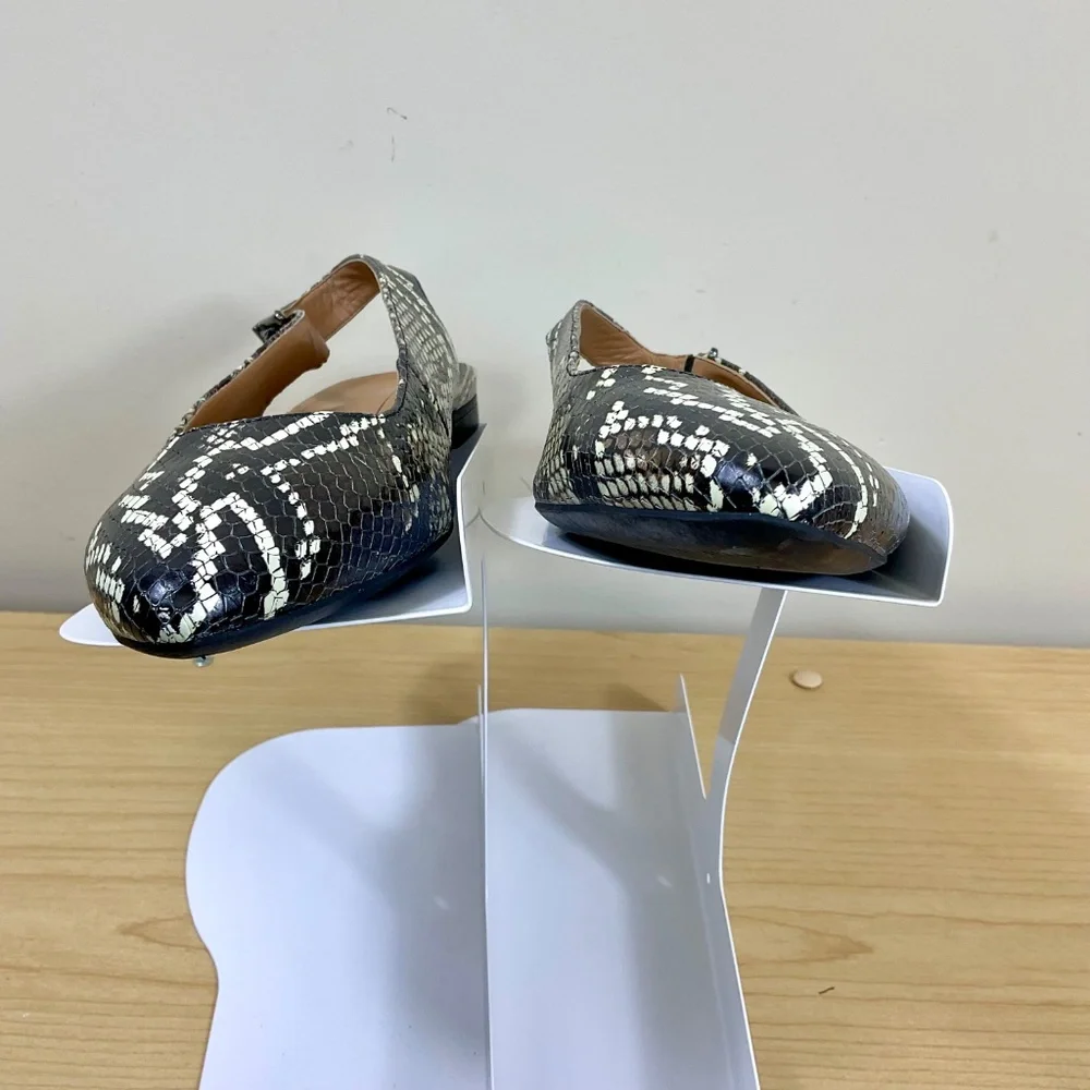 Vionic Slingback Shoes Jade Boa Snakeskin Black Brown (7.5)